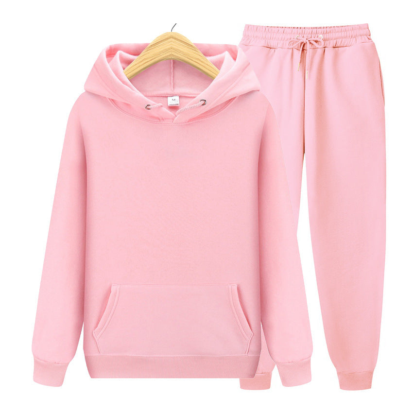Solid-Color Matching Hoodie Set