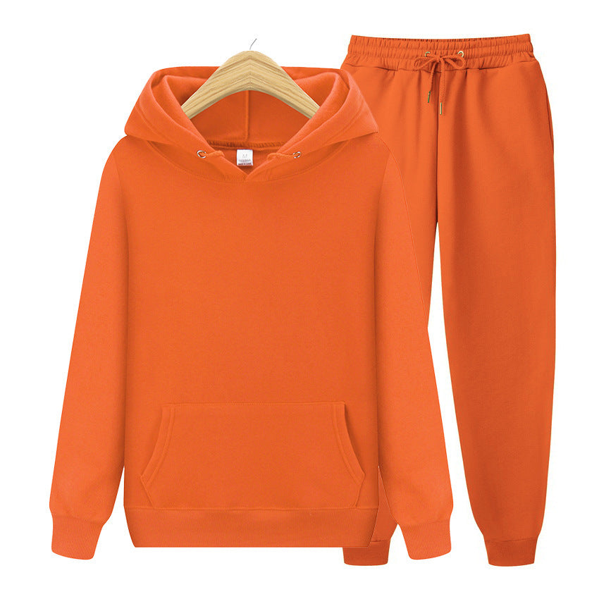 Solid-Color Matching Hoodie Set