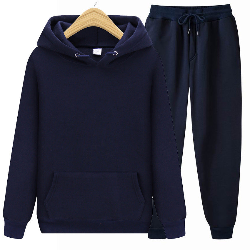 Solid-Color Matching Hoodie Set