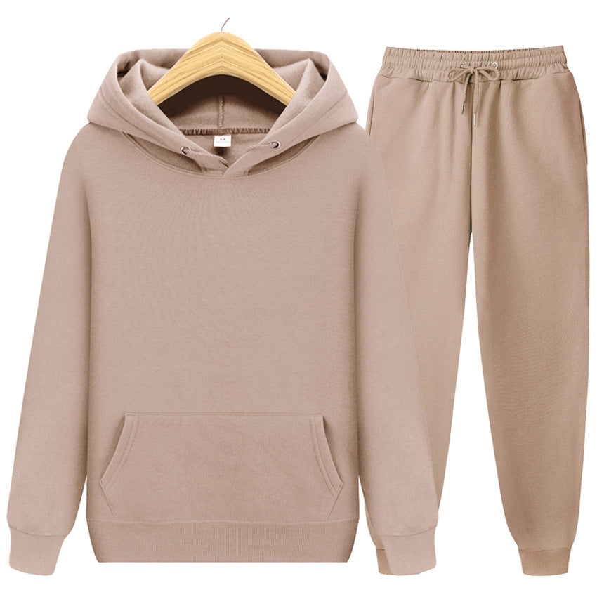 Solid-Color Matching Hoodie Set
