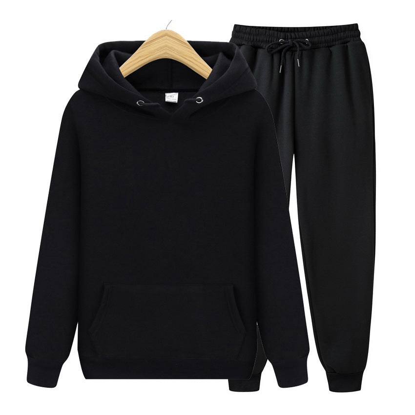 Solid-Color Matching Hoodie Set