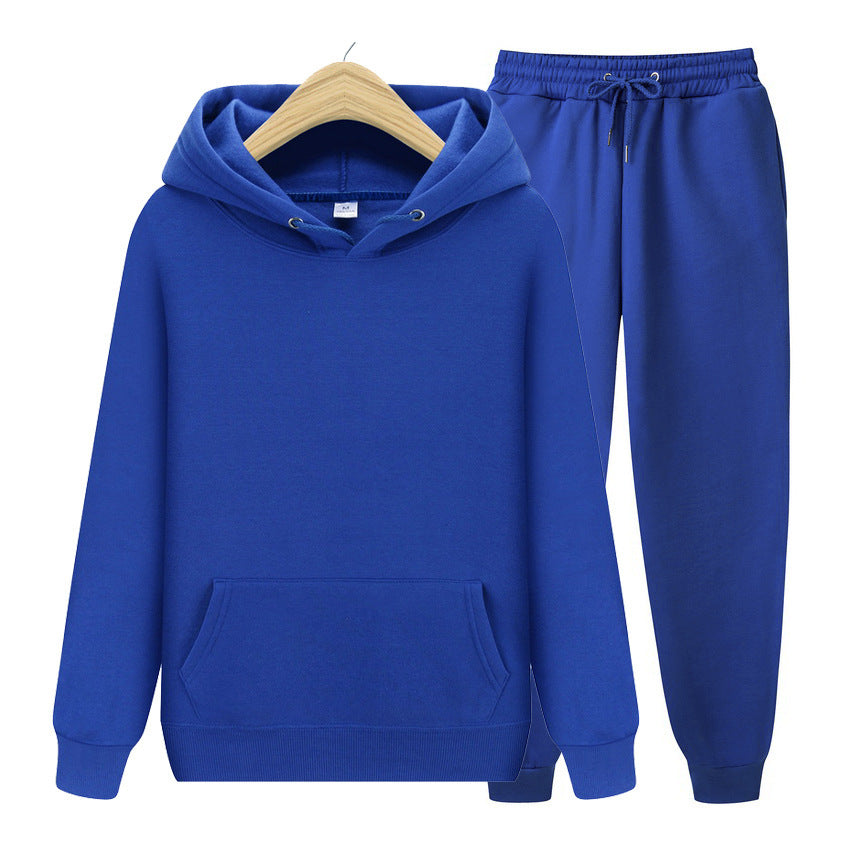 Solid-Color Matching Hoodie Set