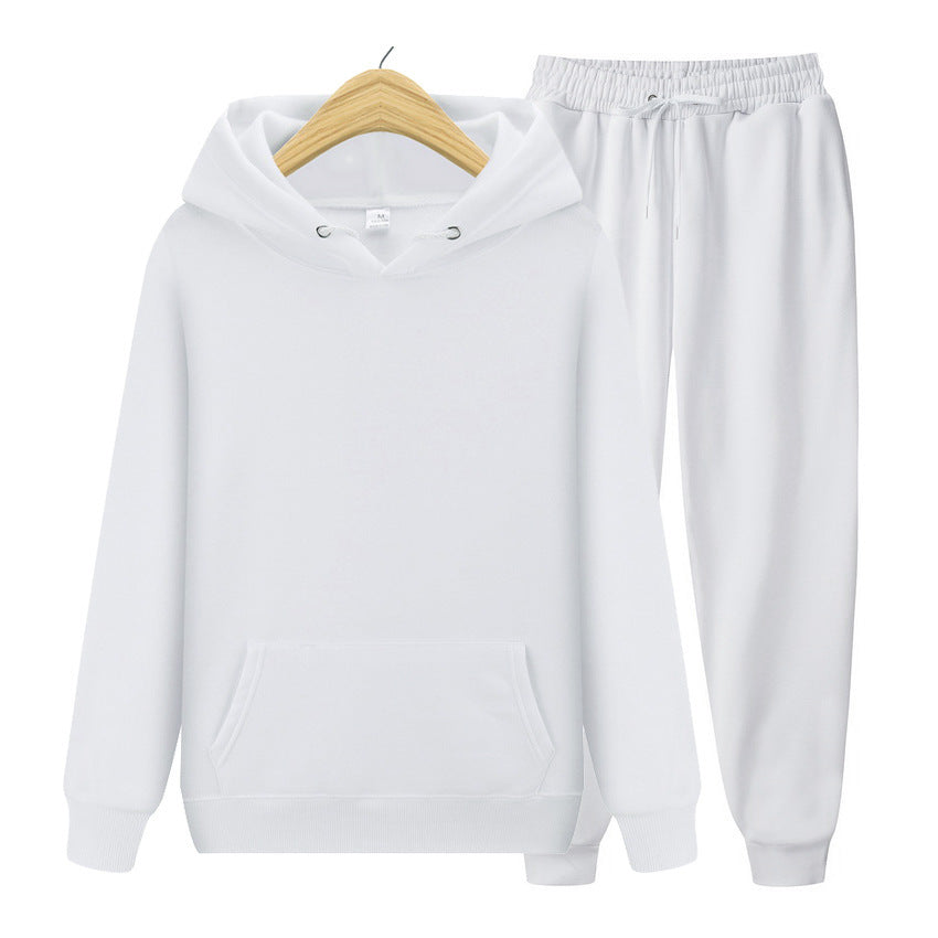 Solid-Color Matching Hoodie Set