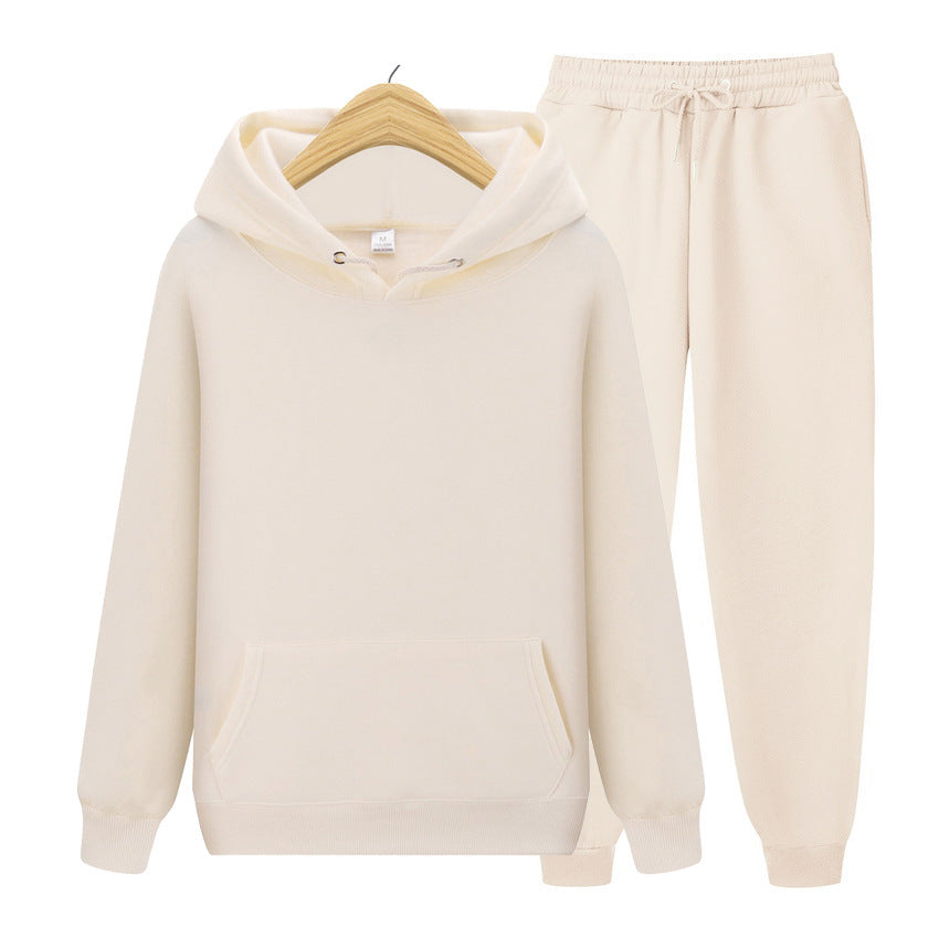 Solid-Color Matching Hoodie Set