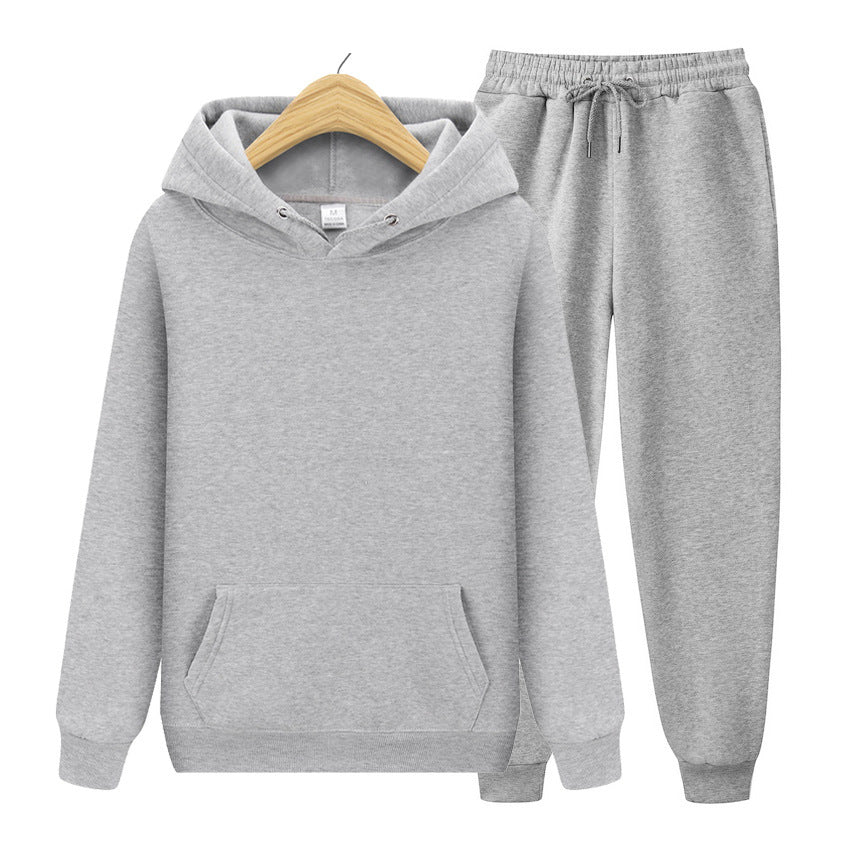Solid-Color Matching Hoodie Set